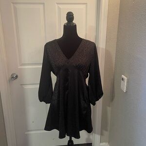 COTTON ON- black satin cheetah print dress